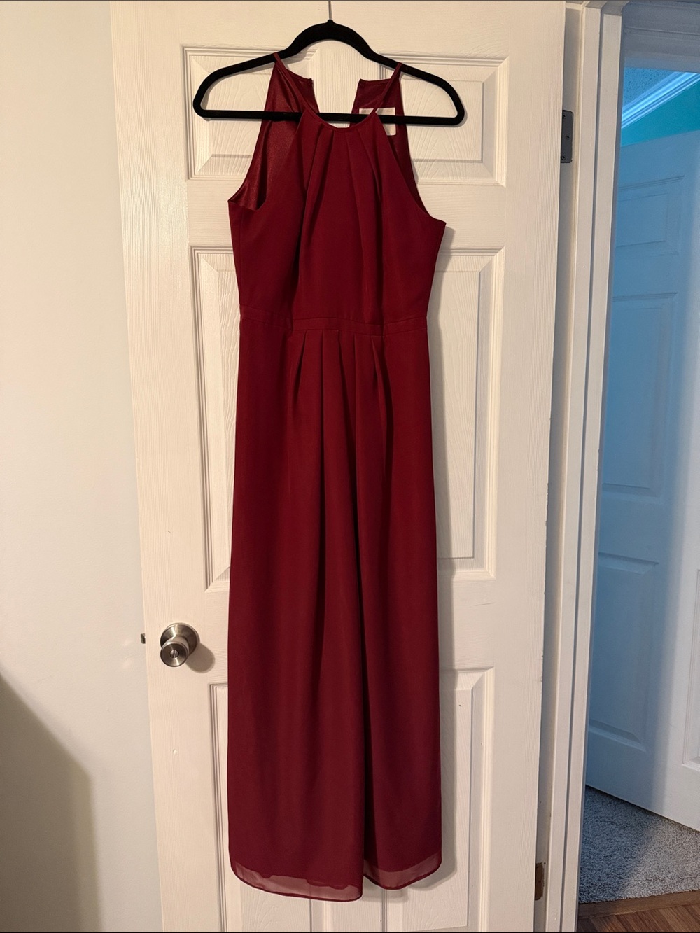 Sleeveless Burgundy Maxi Dress- Bridesmaid or wedding guest dress with pockets!